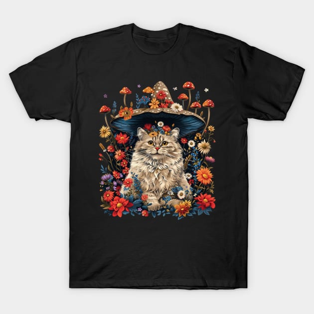 Cottagecore Aesthetic Cat Idylls T-Shirt by ElinvanWijland birds